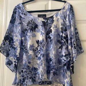 Alex evening large petite size 3/4 sleeve boat neck asimetric double tier